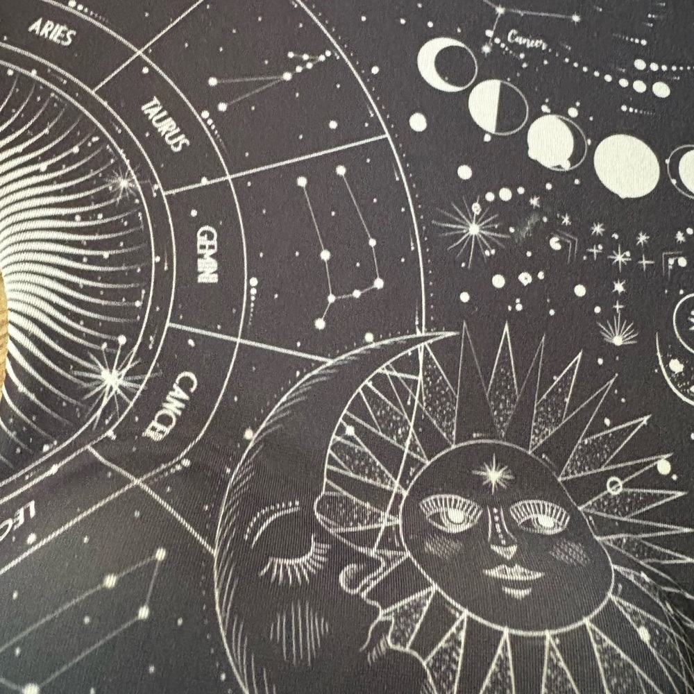 Celestial Astrology Themed Black & White Mouse Pad with Wrist Support - Picture 2 of 4
